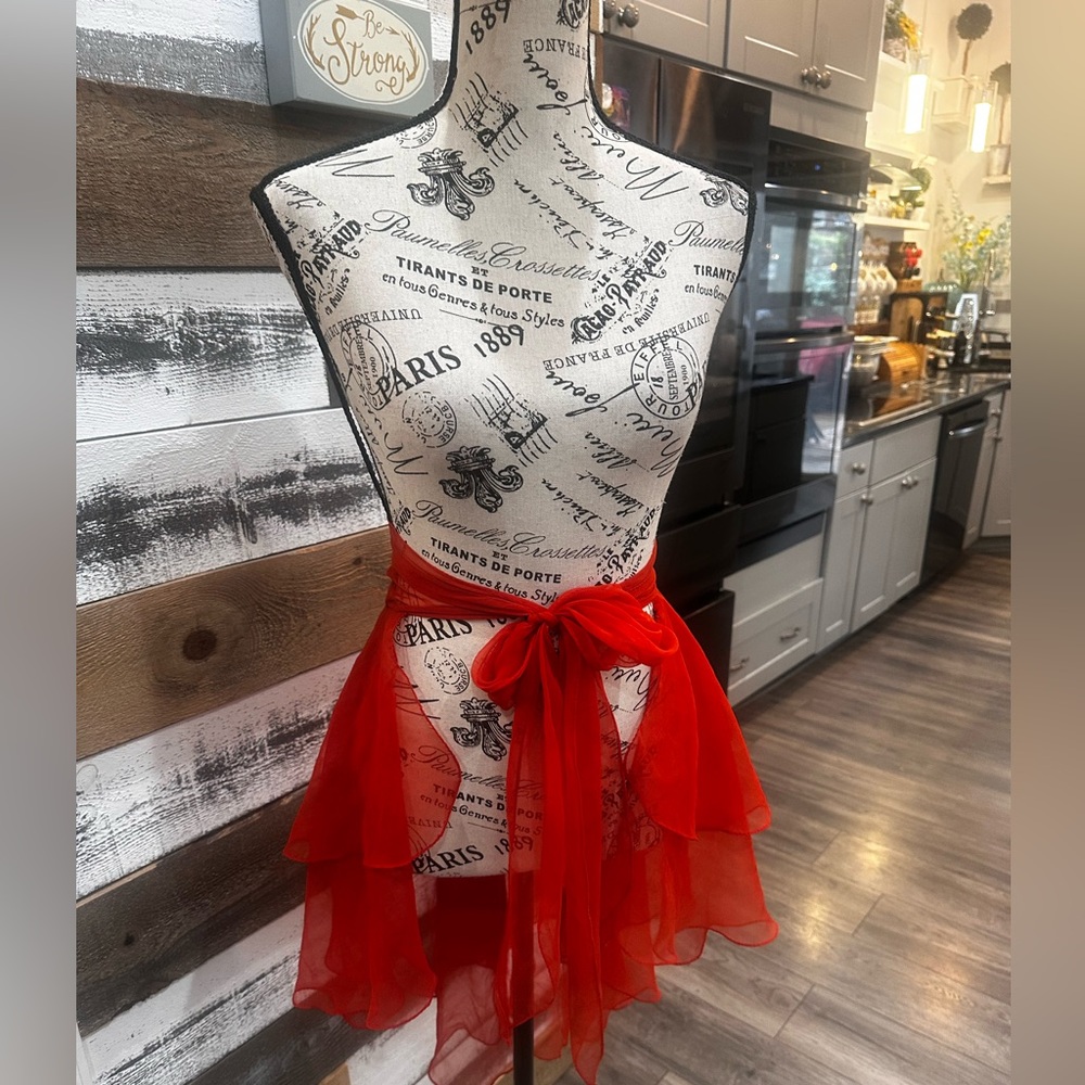 Dark Orange Sheer Layered cover up Skirt